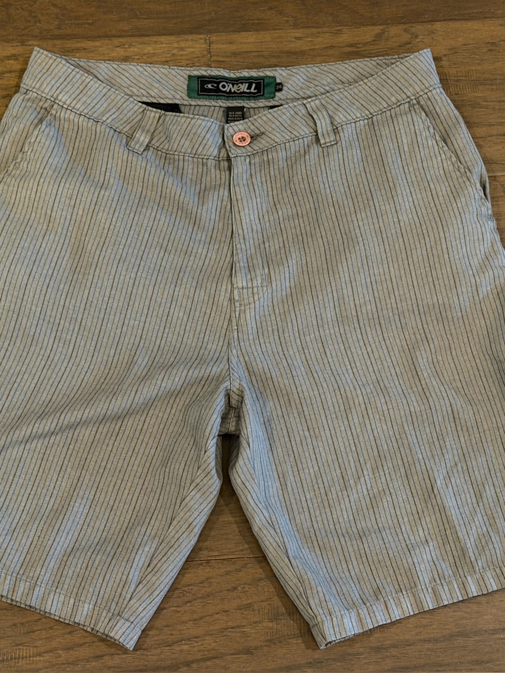 O'Neill Men's Light Blue Pinstripe Flat Front Shorts